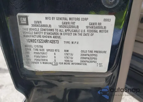 2004 Chevrolet Tahoe Lt z USA, uszkodzony, nr VIN 1GNEC13Z24R142873